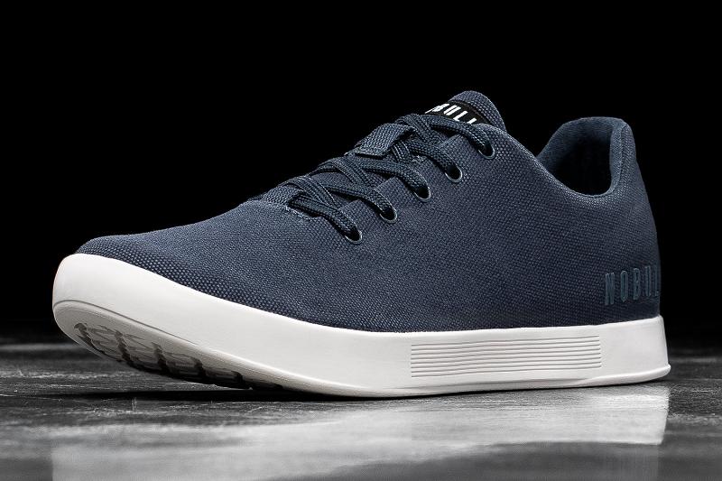 Navy Nobull Ivory Canvas Men's Trainers | CA P1366J